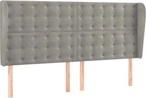 vidaXL Tăblie de pat cu aripioare gri deschis 163x23x118/128cm catifea