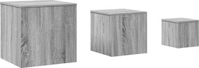 vidaXL Măsuțe laterale, 3 buc., sonoma gri, lemn prelucrat