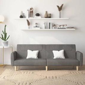 337404 vidaXL Canapea extensibilă cu 2 locuri, gri închis, textil