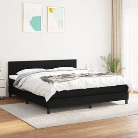vidaXL Pat box spring cu saltea, negru, 180x200 cm, catifea