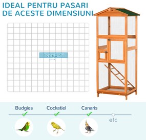 Cotet PawHut pentru Păsări din Lemn cu Tavă Extensibilă și 2 Uși, Portocaliu, Ideal pentru Curtea Exterioară 68cmx63cmx165cm | Aosom Romania