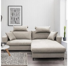 Colțar extensibil HORTA, în formă de L, cu spațiu de depozitare, pe partea dreaptă, gri