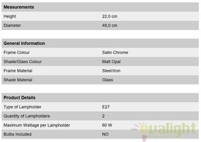 Plafoniera moderna Blanc DL 7-566/2 satin/opal OR