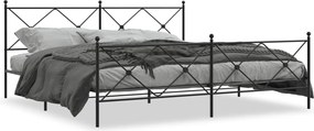vidaXL Cadru pat metalic cu tăblii de cap/picioare, negru, 193x203 cm
