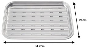 Tava pentru gratar Kinghoff KH 1916, 34.2x24.5 cm, Otel inoxidabil, Perforata, Inox