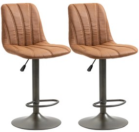 Scaune de bar vintage HOMCOM reglabile, set 2 piese 45x54x96-117cm, maro si gri | Aosom RO