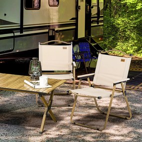 Outsunny Set de 2 scaune de camping scaun de pescuit pliant - tesatura Oxford si structura din otel 54 x 59 x 78 cm kaki | Aosom Romania