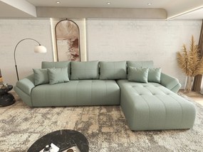 Colțar extensibil dumonde cu ladă de depozitare si sezut confortabil din spuma high-density, Berlin XL Enjoy Mint 350x185 cm II