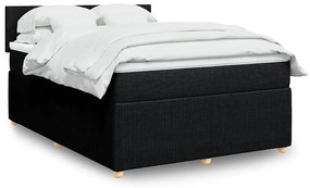 vidaXL Pat box spring cu saltea, negru, 140x190 cm, textil