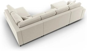 Colțar bej extensibil, cu spațiu de depozitare cu tapițerie din catifea (cu colț pe partea dreaptă-în formă de "U") Kyoto – Cosmopolitan Design