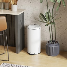 HOMCOM Coș de gunoi 30L, cu pedala, capac blocabil, rezistent la pete, Crem | Aosom Romania