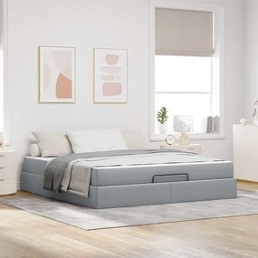 vidaXL Cadru de pat Altele cu depozitare Gri deschis 180 x 200 cm țesătură
