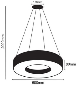 Lustră LED dimabilă pe cablu LED/45W/230V 3000-6500K negru + telecomandă