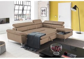 Canapea colțar extensibilă din piele SALERNO II, dreapta, maro