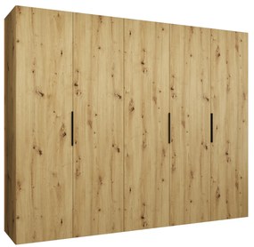 Dulap de haine 250 cm Mirabella 1 (Stejar artisan + Negru). 1126369