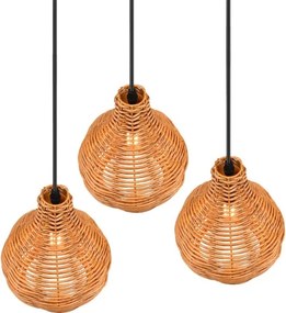 Reality - Lustră suspendată pe cablu SPROUT 3xE14/40W/230V maro/ratan