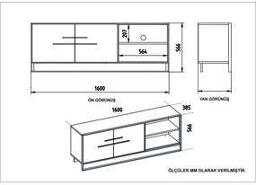 Masă TV/Dulap Poppy 6 (auriu + Negru) . 1102473