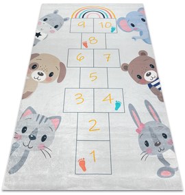 BAMBINO 43092 covor lavabil Animale, hopscotch pentru copii anti-alunecare - roz / galben