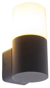 Lampă de perete modernă de exterior, neagră, cu nuanță opală IP44 - Odense