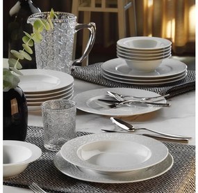 Set de veselă din porțelan, 18 piese, alb