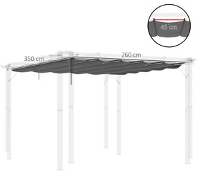 Outsunny Acoperis retractabil pentru pergola, Copertina de rezerva din material textil pentru pergole de 4 x 3 (m), gri inchis | AOSOM RO