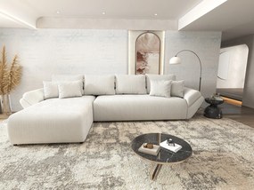 Colțar extensibil dumonde cu ladă de depozitare si sezut confortabil din spuma high-density, Berlin XL Zoom Crem 350x185 cm