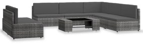 3054608 vidaXL Set mobilier de grădină, 7 piese, gri, poliratan