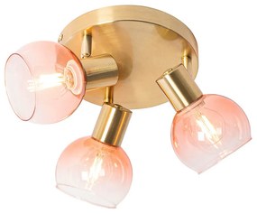 Plafonieră inteligentă cu spoturi aurie cu sticlă roz incluzând 3 Wifi P45 - Vidro