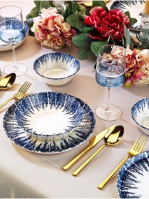 Set de cina MCH-01-12-PRC, 12 piese, alb/albastru, portelan
