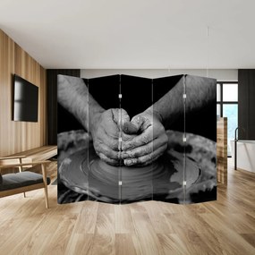 Paravan alb negru - Producția de ceramică (210x170 cm)