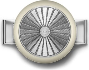 Oală joasă cu capac Smeg DPF2812CRM, 28 cm, 4,3 l, acoperire ceramică antiaderentă, potrivită pentru cuptor până la 250 °C, fără PFAS, compatibilă cu plitele cu inducție, culoare crem