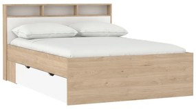 Pat matrimonial în culoare naturală cu aspect de lemn de stejar cu spațiu de depozitare fără somieră 140x200 cm Ikast – Tvilum