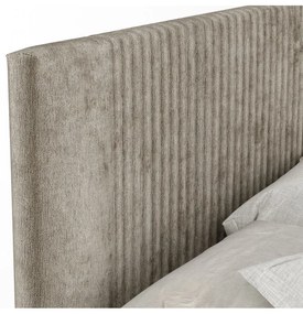 Pat boxspring maro deschis cu spațiu de depozitare 160x200 cm Bergamo – Maison de Rêve