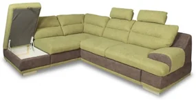 Coltar Extensibil Cu Lada Seaside, Stanga, Verde Si Gri, 264 X 88 X 217 Cm