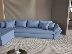 Colțar extensibil dumonde cu ladă de depozitare si sezut confortabil din spuma high-density, Loana XL Enjoy Albastru 335x185 cm