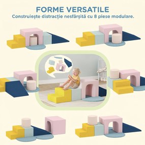 AIYAPLAY Set 8 Blocuri Moi pentru Copii 0-3 Ani de Interior, din Catifea și Spumă PU Portocalie | Aosom Romania