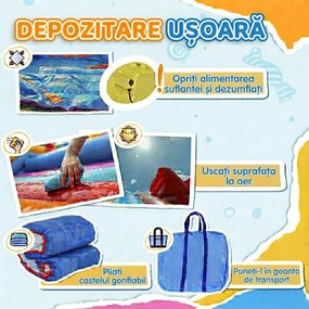 Outsunny 4 in 1 pentru copii Tobogan de apa Bounce House tobogan, trambulina, piscina, pentru copii de 3-8 ani