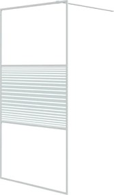 vidaXL Perete de duș walk-in, alb, 100x195 cm, sticlă ESG transparentă
