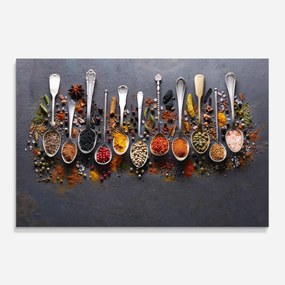 Panou Sticla Bucatarie, 80x120cm, Protectie aragaz, Antistropi, Termorezistent, Alimente, Condimente, Spices Black Board