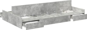 vidaXL Cadru de pat cu depozitare cu sertar Gri din beton 120 x 190 cm