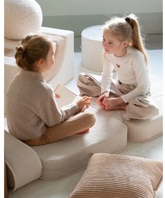 Fotoliu de copii crem cu tapițerie din catifea reiată Flip – Wigiwama