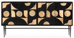 Comodă neagră din lemn de mango 175x90x40 cm Navya – MOME
