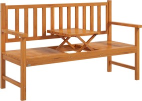 Outsunny Bancă de Grădină pentru 2-3 Persoane din Lemn de Pin, Bancă de Exterior cu Măsuță Rabatabilă și Brațe, pentru Balcon și Terasă, 153x56x91 cm, Maro Deschis | Aosom Romania