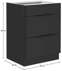 Dulap de bucătarie inferior Sobera 60 D 3S BB (negru). 1096984