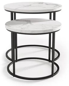 Set 2 mese de cafea Oreo marmura alba/negru – d 43-53 x h 35-45 cm