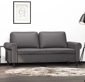 vidaXL Canapea cu 2 locuri, gri, 140 cm, piele ecologică