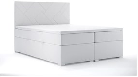 Pat matrimonial Boxspring 160 cm Melo (alb piele ecologică) (cu sp. depozitare). 1044175