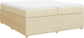 vidaXL Pat box spring cu saltea, crem, 200x200 cm, textil