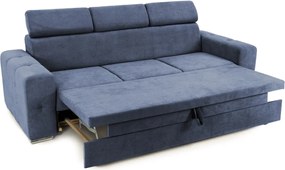 Canapea Extensibilă 3 locuri BELLAGIO, cu tetiere reglabile, 242x95x99 cm, Albastru-Inchis-Enjoy