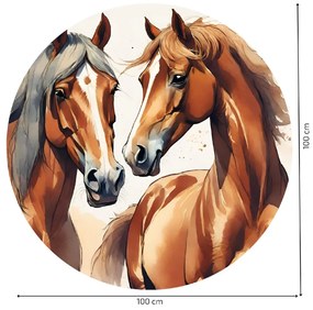 PIPPER. Autocolant circular de perete „Cai” mărimea: 60cm